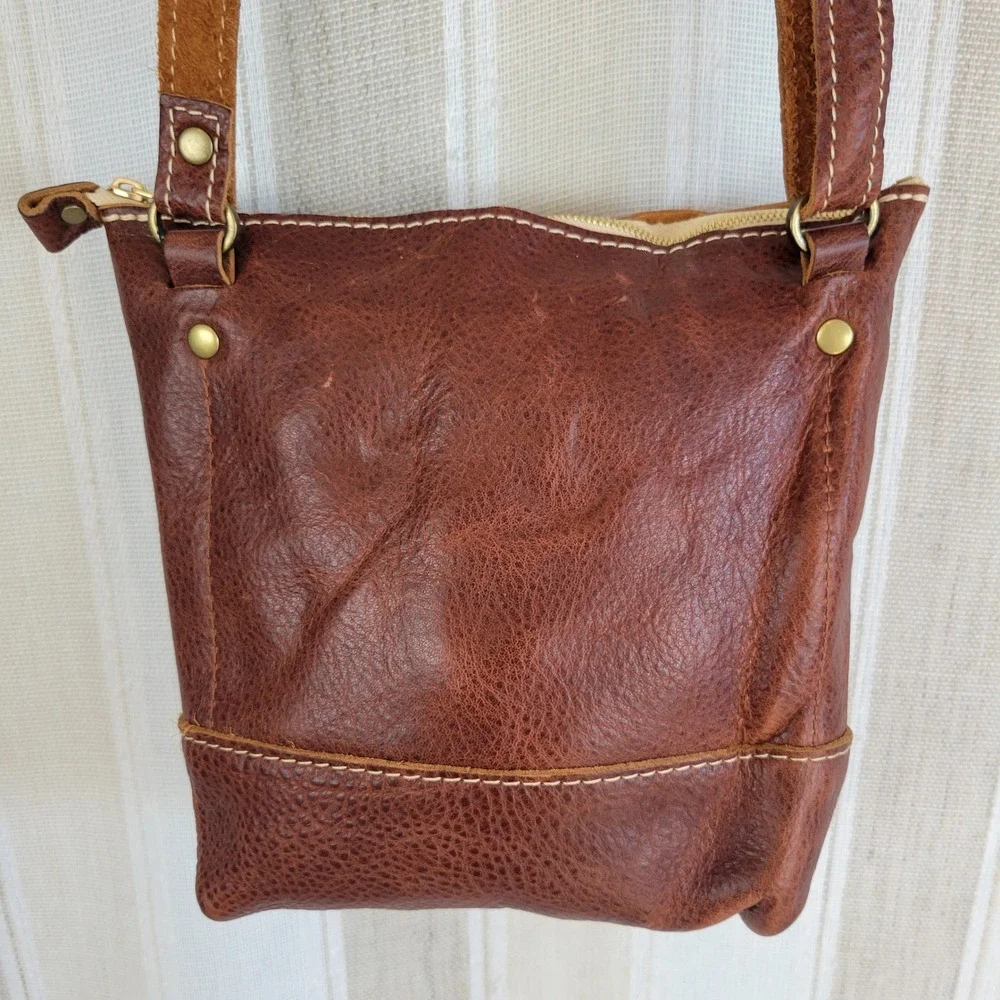 Portland Leather Goods‎ Crossbody Bag Purse Brown Boho Minimialist